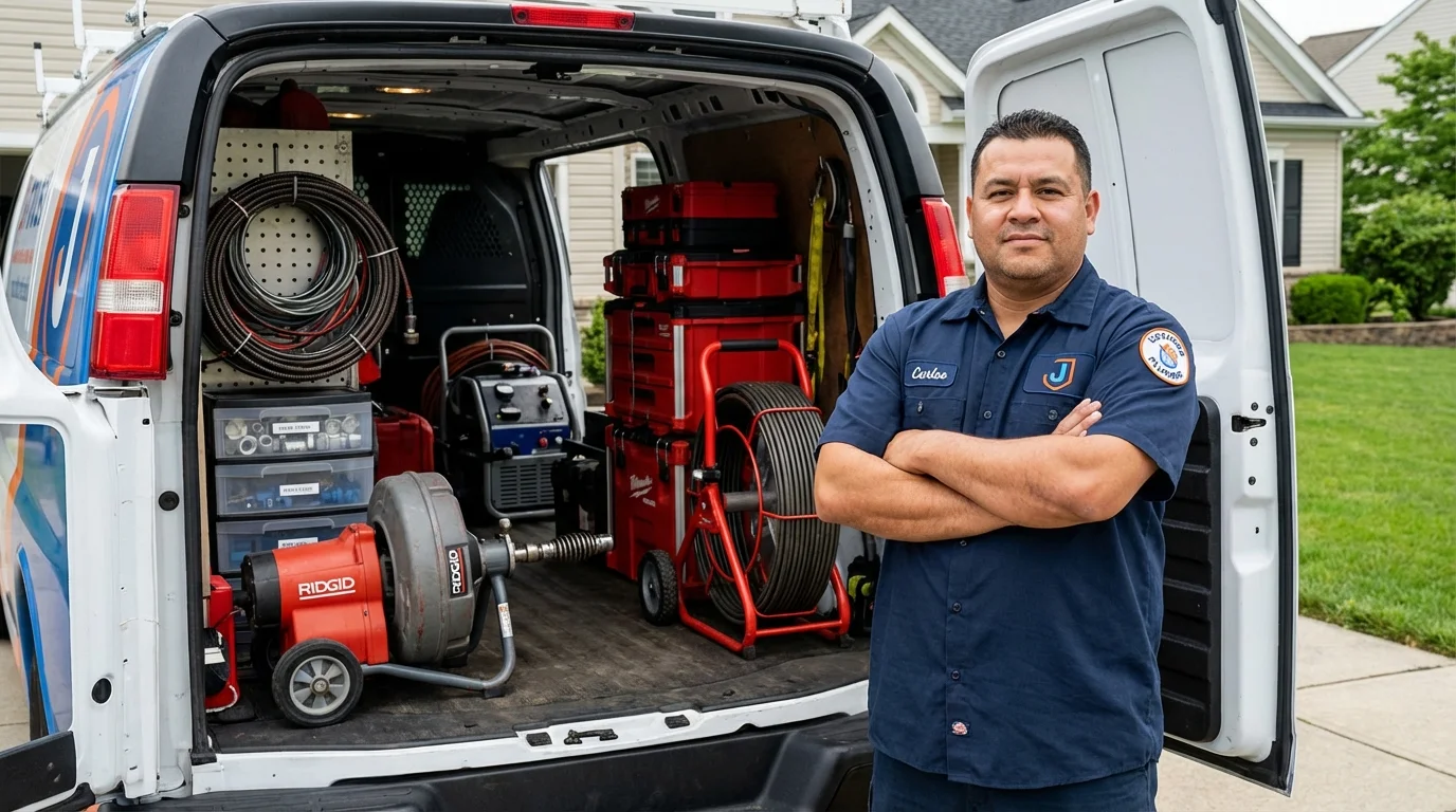 Professional drain cleaning equipment and Johns Plumbing LLC plumber in Stevens Point