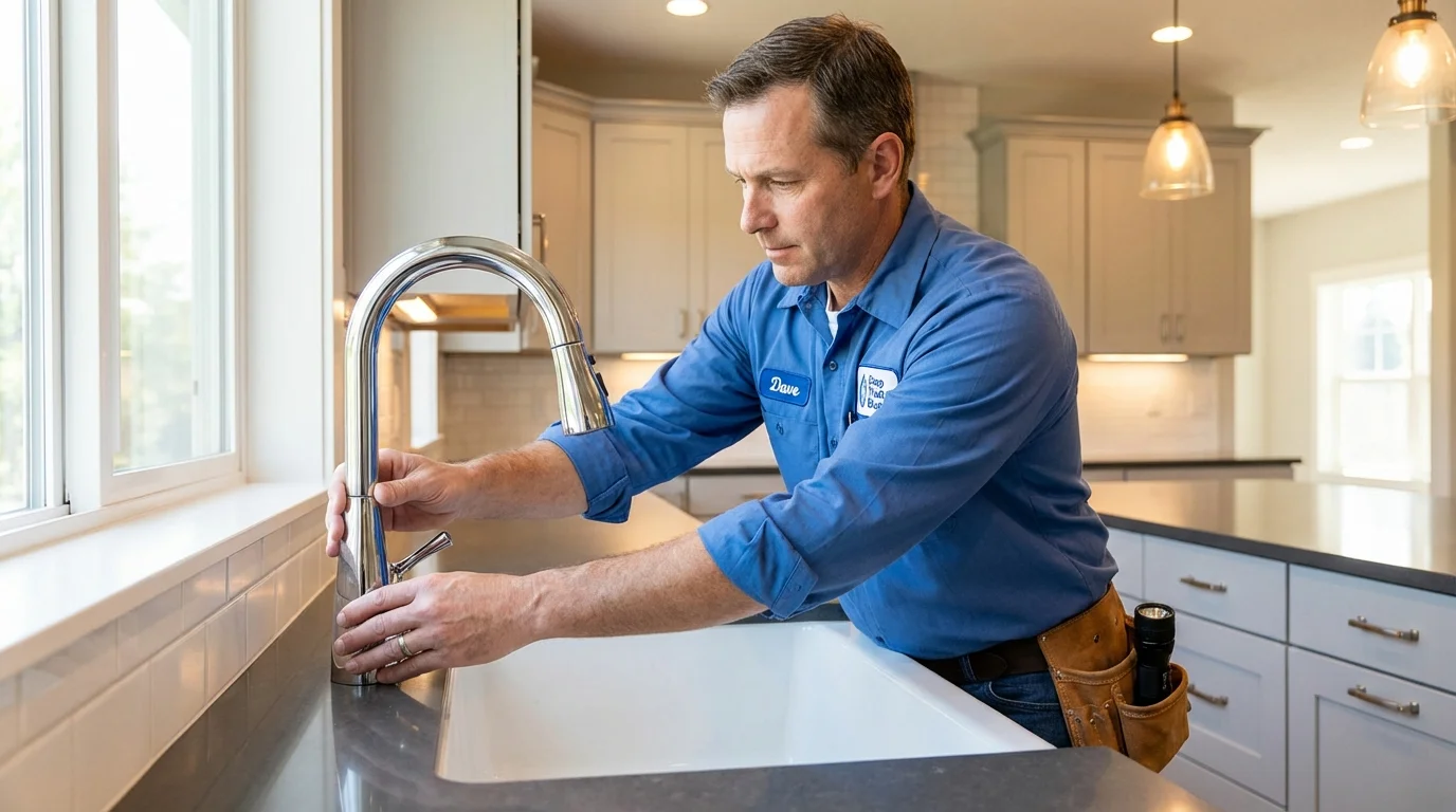 Kitchen faucet installation by Johns Plumbing LLC in Stevens Point